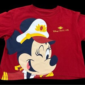 Disney Cruise Line Minnie Mouse Red Tee Girls 7/8 Rare Collectible